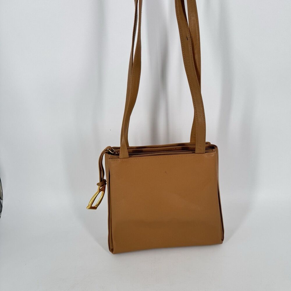 Etienne Aigner Vintage Tan Leather Shoulder Bag Small Structured Double Strap